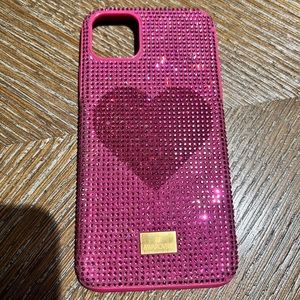 Swarovski Crystalgram Pink Heart iPhone 11 Pro Max Phone Case with Bumper